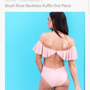 Cute blush off the shoulders swimsuit
